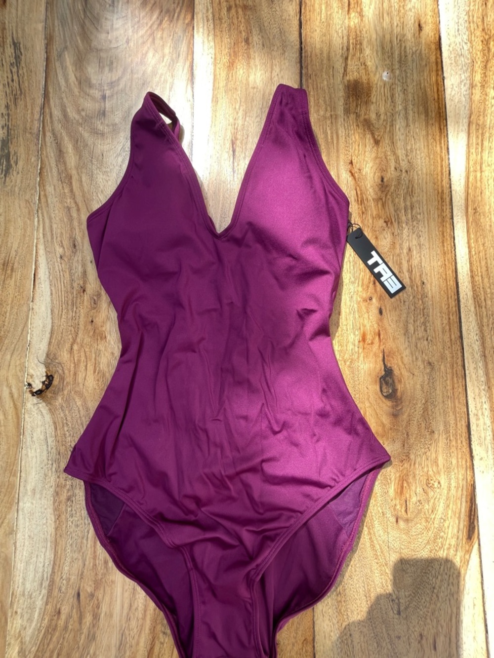 Ta3 Plungey Swimsuit in Aubergine, Size L, Reg/Long, NWT